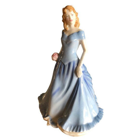 Royal Doulton Porcelain Lady Prototype Figurine Blue Dress Pink Flowers Girl Sta - Picture 4 of 15